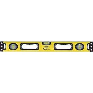 STANLEY 43-524 Box Beam Level, 24 in L, 3-Vial, 2-Hang Hole, Non-Magnetic, Aluminum, Yellow