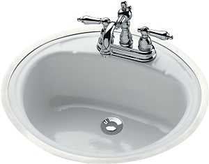 Bootz Daffodil Series 021-2440-00 Lavatory Sink, Oval Basin, 3-Deck Hole, 19 in OAW, 16 in OAH, 7-13/16 in OAD, Steel
