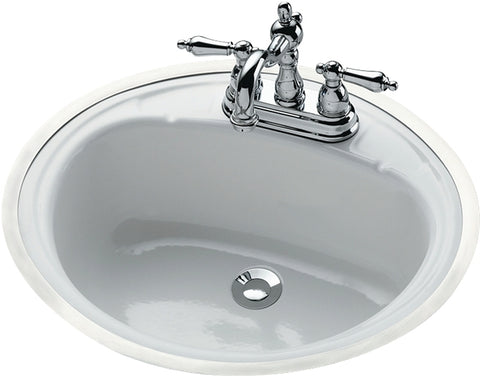 Bootz Daffodil Series 021-2440-00 Lavatory Sink, Oval Basin, 3-Deck Hole, 19 in OAW, 16 in OAH, 7-13/16 in OAD, Steel