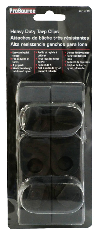 ProSource PC-301 Tarp Clip, 3.25 L, 1 in W, Nylon Reinforced Plastic, Black