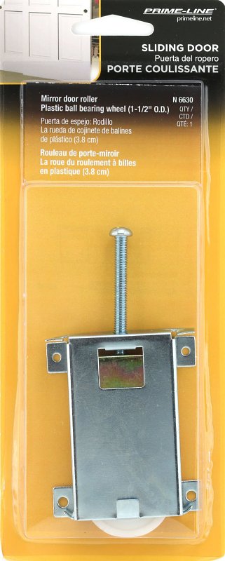 Prime-Line N 6630 Door Roller, 1-1/2 in Dia Roller, Steel, 1-Roller, Bottom Mounting