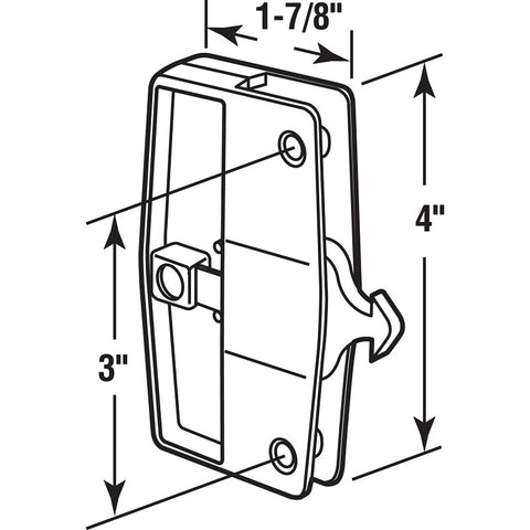 Prime-Line A 109 Door Latch and Pull, 4 in H Handle, Plastic/Steel