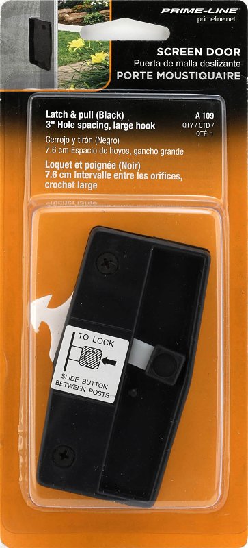 Prime-Line A 109 Door Latch and Pull, 4 in H Handle, Plastic/Steel