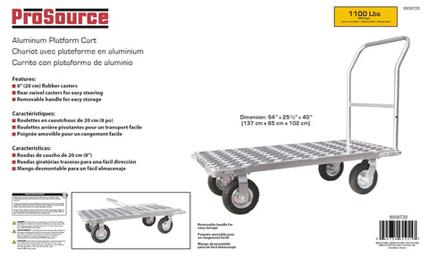 ProSource PH3015AL Platform Cart, 4-Wheel, Swivel Wheel