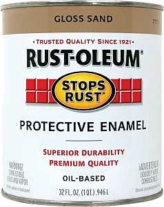 RUST-OLEUM STOPS RUST 7771502 Protective Enamel, Gloss, Sand, 1 qt Can