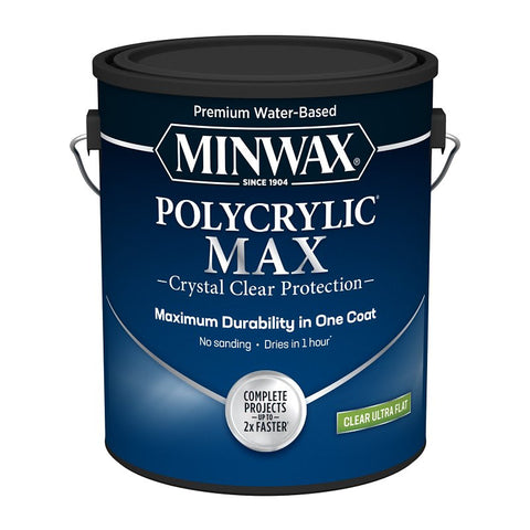 Minwax Polycrylic 688885555 Interior Wood Stain, Ultra Flat, Clear, Liquid, 1 gal, Pack of 2