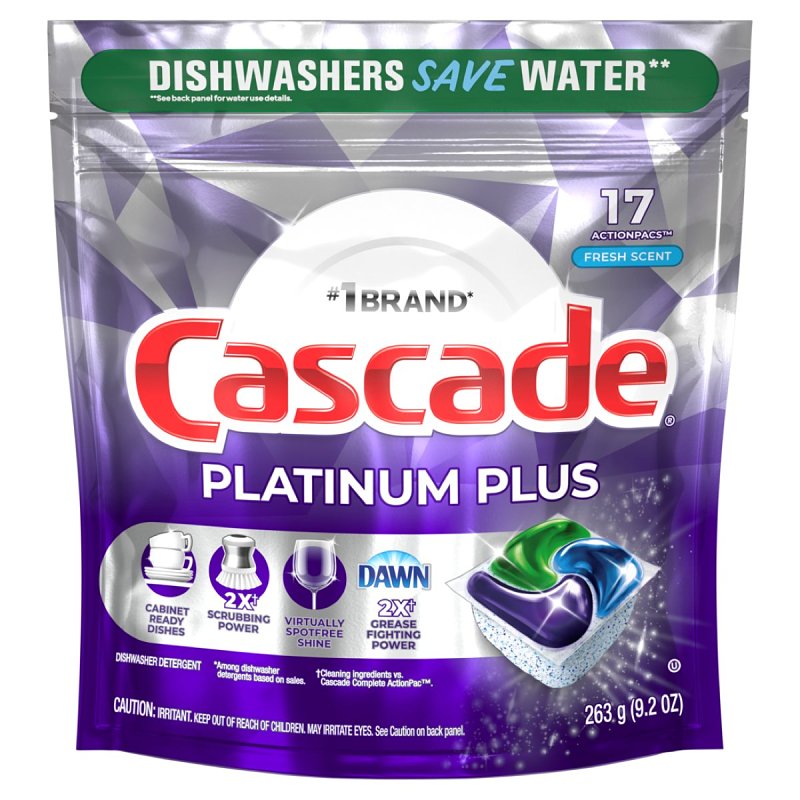 Cascade Platinum Plus ActionPacs Series 61626 Dishwasher Detergent, 17 ...