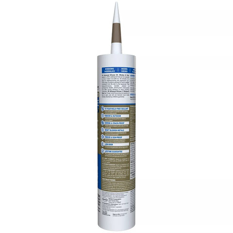 GE Advanced Silicone 2 2813701 Window & Door Sealant, Brown, 24 hr Curing, 10.1 fl-oz Cartridge, Pack of 12