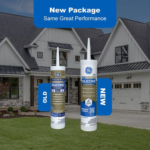 GE Advanced Silicone 2 2813701 Window & Door Sealant, Brown, 24 hr Curing, 10.1 fl-oz Cartridge, Pack of 12