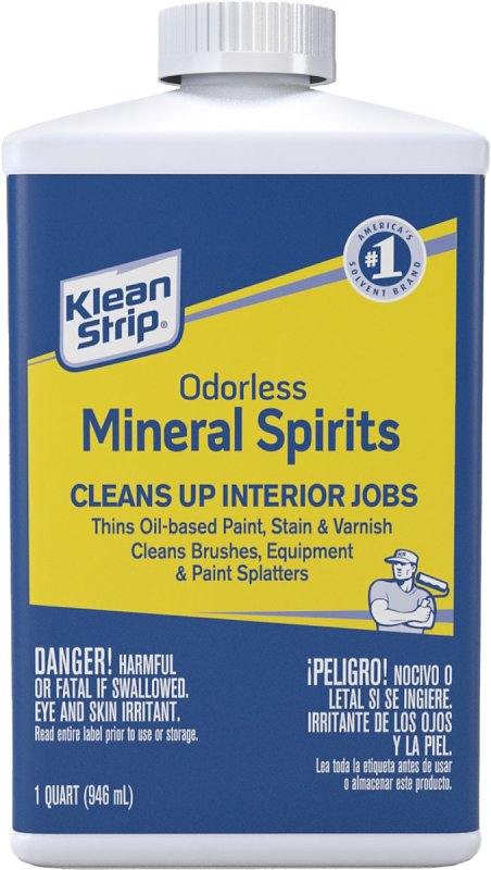 Klean Strip QKSP94005 Mineral Spirit Thinner, Liquid, Solvent, Light Yellow, 1 qt Can