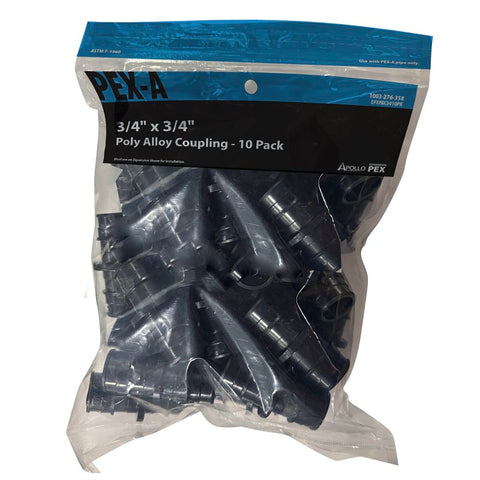 Apollo EPXPAC3425PK Coupling, 3/4 in, PEX, Poly Alloy, 200 psi Pressure