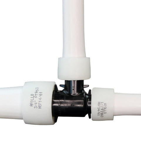 Apollo EPXPAT341212 Pipe Tee, 3/4 x 1/2 x 1/2 in, Barb, Polyphenylsulfone, Black, 200 psi Pressure