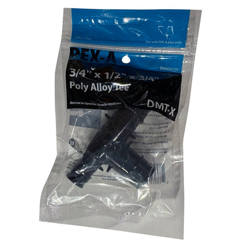 Apollo EPXPAT341234 Reducing Tee, 3/4 x 1/2 x 3/4 in, PEX, Poly Alloy, 200 psi Pressure