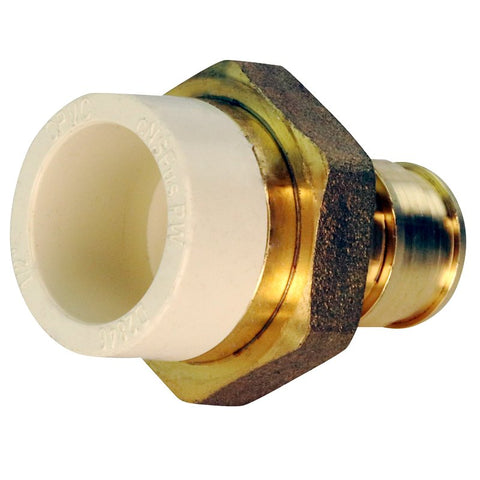 Apollo EPXCPVC12 Straight Adapter, 1/2 in, Slip x PEX-A, Brass, 180 psi Pressure