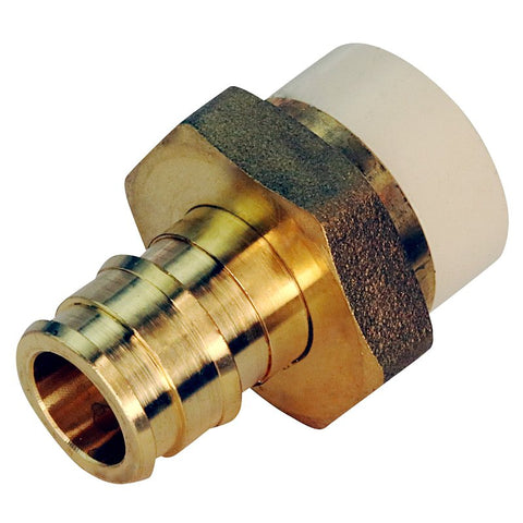 Apollo EPXCPVC12 Straight Adapter, 1/2 in, Slip x PEX-A, Brass, 180 psi Pressure