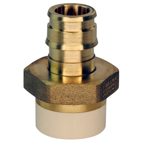 Apollo EPXCPVC12 Straight Adapter, 1/2 in, Slip x PEX-A, Brass, 180 psi Pressure