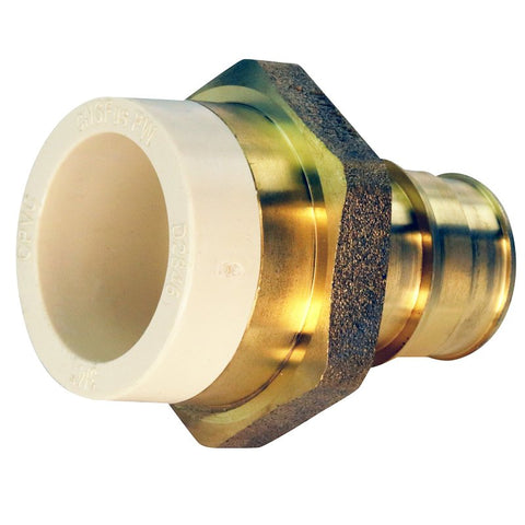 Apollo EPXCPVC34 Straight Adapter, 3/4 in, Slip x PEX-A, Brass, 180 psi Pressure
