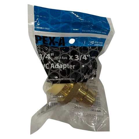 Apollo EPXPVC34 Straight Adapter, 3/4 in, PEX x PVC, Brass, SCH 40 Schedule, 200 psi Pressure