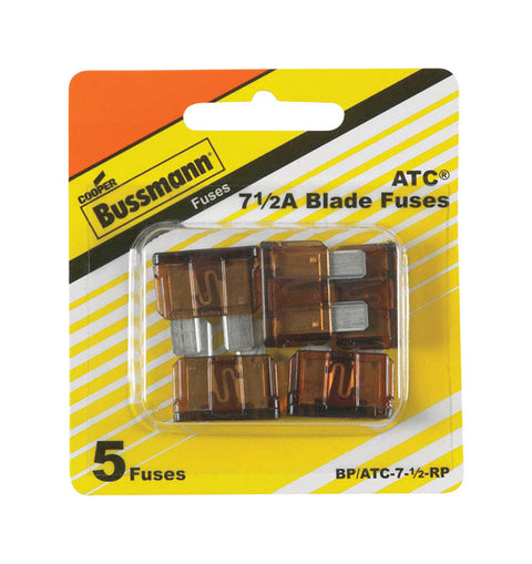 Bussmann 7.5 amps ATC Blade Fuse 5 pk