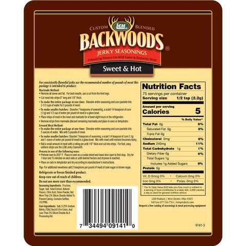 LEM Backwoods Sweet and Hot Jerky Seasoning 5.8 oz Boxed, Pack of 6