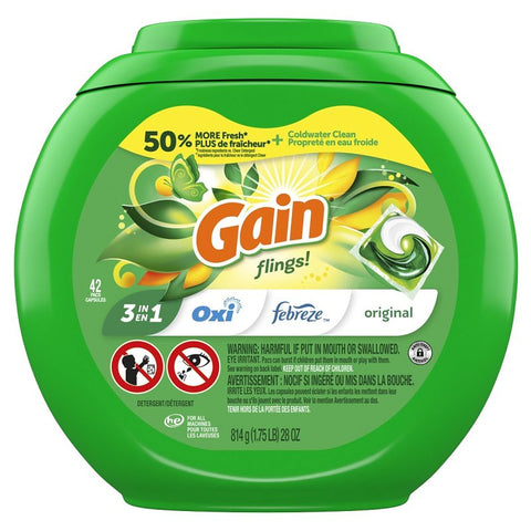 Gain 994 Laundry Detergent Pod, 42 Count, Liquid, Original, Pack of 4