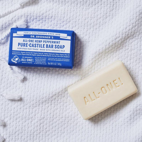 Dr. Bronner's Organic Peppermint Scent Pure-Castile Bar Soap 5 oz, Pack of 12