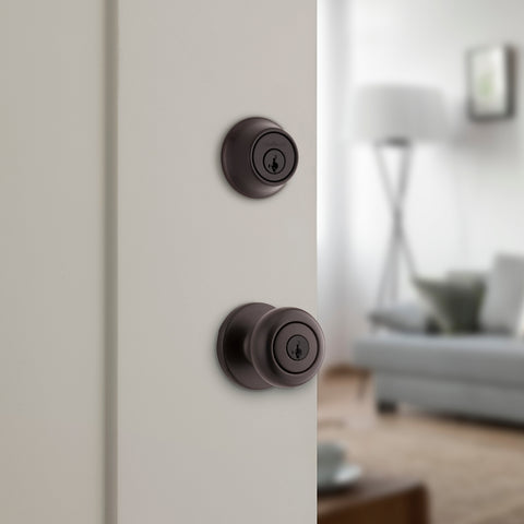 Kwikset 96900-421 Entry Knob and Single Cylinder Deadbolt, Knob Handle, Classic, Colonial, Traditional Design