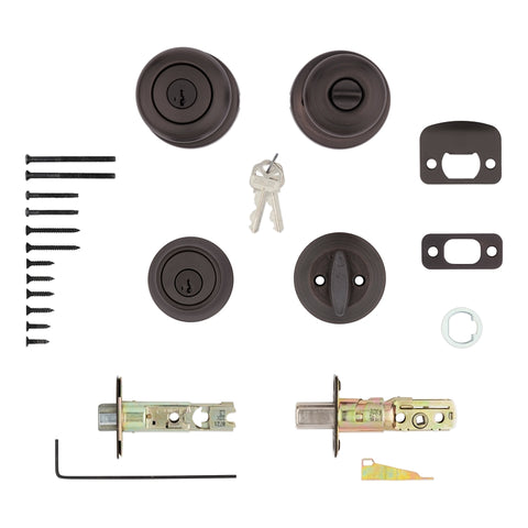 Kwikset 96900-421 Entry Knob and Single Cylinder Deadbolt, Knob Handle, Classic, Colonial, Traditional Design, Yes