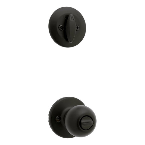 Kwikset 96900-449 Door Knob Combo Pack with Deadbolt, Keyed Entry with Turn Lock, Polo Design, Matte Black, 3 Grade