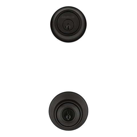 Kwikset 96900-449 Door Knob Combo Pack with Deadbolt, Keyed Entry with Turn Lock, Polo Design, Matte Black, 3 Grade