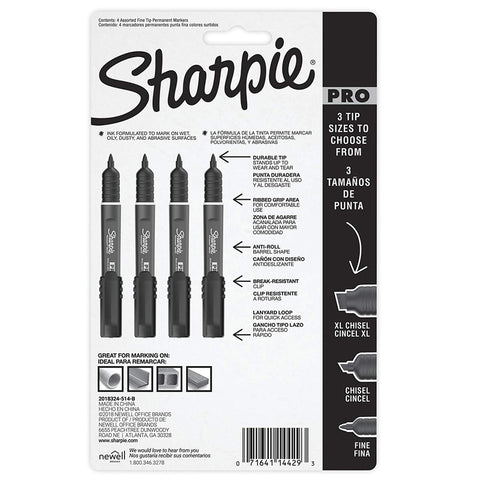 Sharpie PRO Assorted Fine Tip Permanent Marker 4 pk, Pack of 6