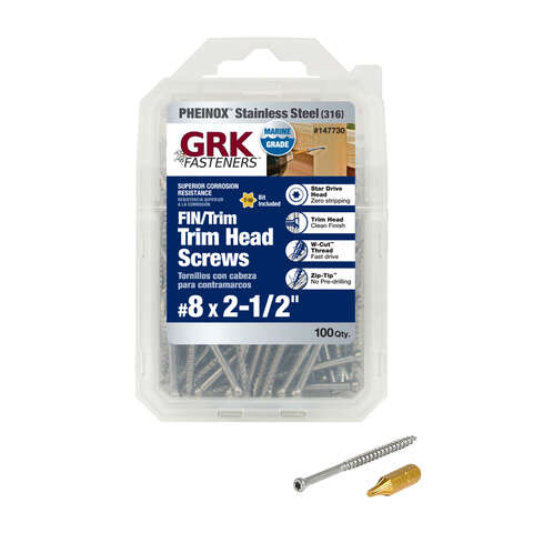GRK Fasteners No. 8 in. X 2-1/2 in. L Star Trim Head W-Cut Construction Screws