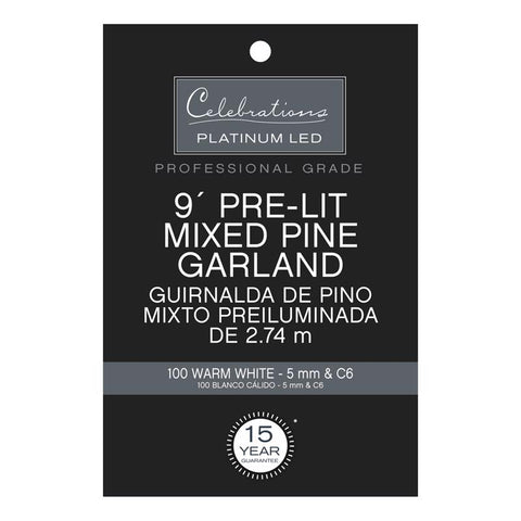 Celebrations Platinum 14 in. D X 9 ft. L LED Prelit Warm White Mixed Pine Christmas Garland