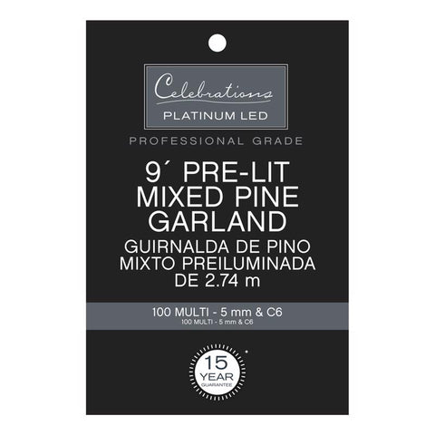 Celebrations Platinum 14 in. D X 9 ft. L LED Prelit Multicolored Mixed Pine Christmas Garland