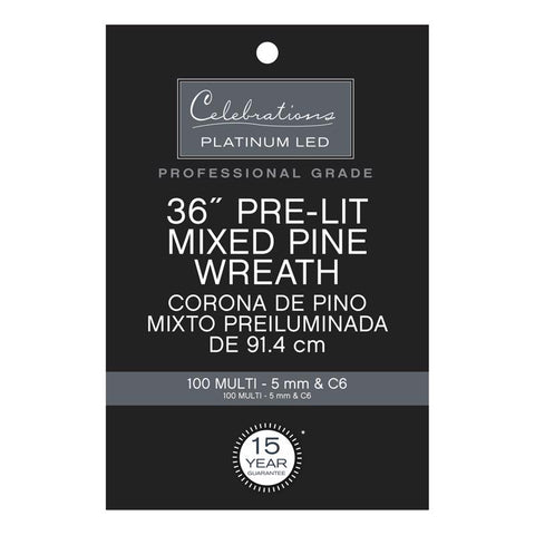 Celebrations Platinum 36 in. D LED Prelit Multicolored Mixed Pine Christmas Wreath