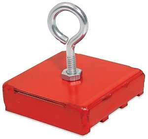 Magnet Source 07206 Retrieving Magnet, 2 in L, 2 in W, 9/16 in H, Steel