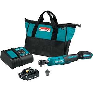 Makita LXT XRW01SR1 Ratchet Kit, Battery Included, 18 V, 2 Ah, 3/8, 1/4 in Drive, Square Drive, 0 to 800 rpm Speed