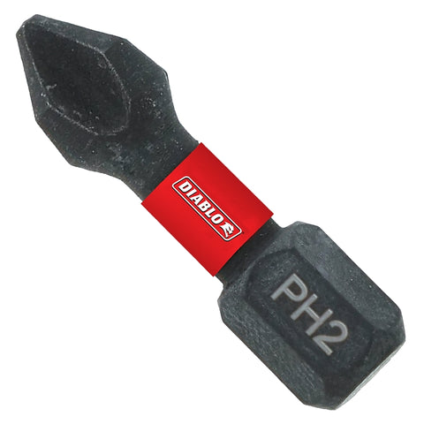 Diablo DPH21P5 Drive Bit, #2 Drive, Phillips Drive, 1/4 in Shank, Hex Shank, 1 in L