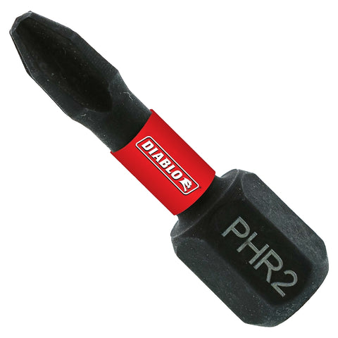 Diablo DPH2R1P2 Reducing Screwdriver Insert Bit, #2 Drive, Phillips Drive, 1/4 in Shank, Hex Shank, 1 in L