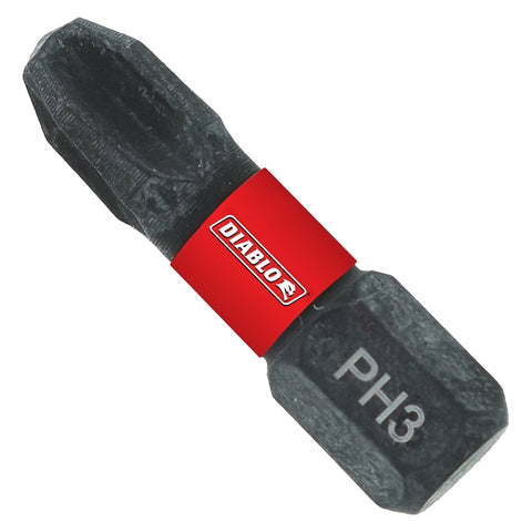Diablo DPH31P5 Drive Bit, #3 Drive, Phillips Drive, 1/4 in Shank, Hex Shank, 1 in L
