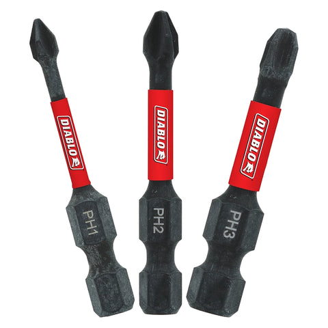 Diablo DPHV2-S3 Assorted Insert Drive Bit Set, 3-Piece, Black Oxide