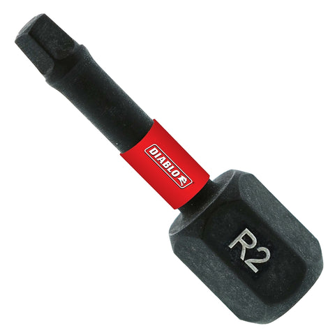 Diablo DSQ22P100 Drive Bit, #2 Drive, Square Drive, 1/4 in Shank, Hex Shank, 2 in L