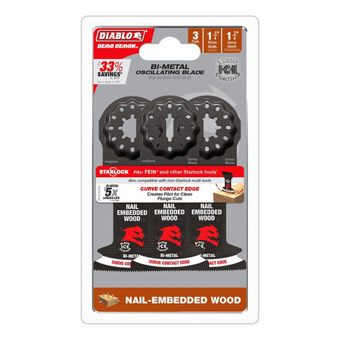 Diablo Demo Demon DOS175BW3 Oscillating Blade, 1-3/4 in D Cutting, Bi-Metal