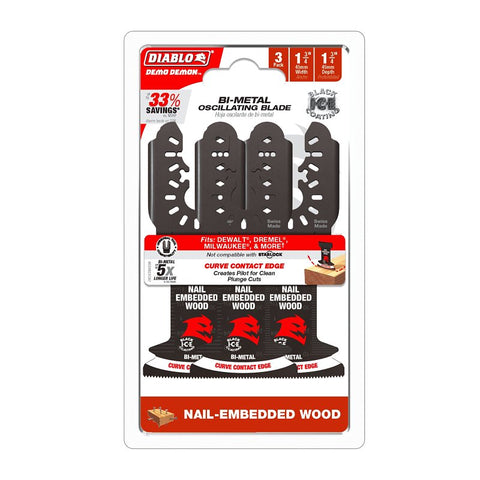 Diablo DOS175JBW3 Oscillating Blade, 1-3/4 in D Cutting, Bi-Metal