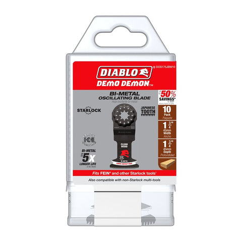 Diablo DOS175JBW10 Oscillating Blade, 1-3/4 in D Cutting, Bi-Metal