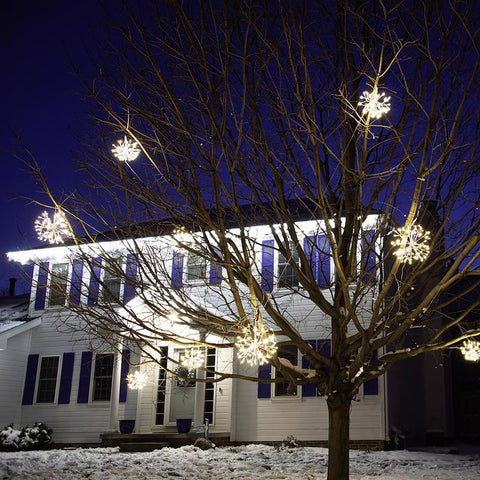 Celebrations Platinum LED Warm White Shimmer Sphere 16 in. Hanging Decor