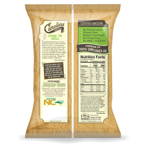 1 in 6 Snacks Carolina Jalapeno Queso Kettle Cooked Potato Chips 5 oz Bagged, Pack of 14