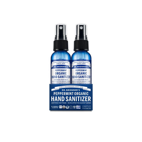 Dr. Bronner's Peppermint Citrus Scent Liquid Hand Sanitizer 2 oz, Pack of 12
