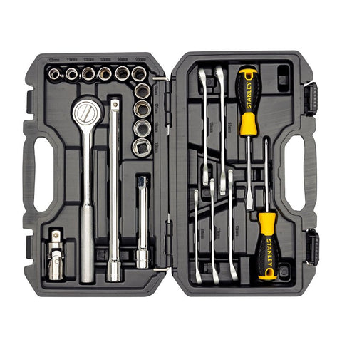 STANLEY STMT45513-LA Mechanic's Tool Set, 21 -Piece, Plastic/Steel, Silver, Pack of 3