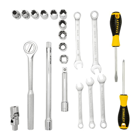 STANLEY STMT45513-LA Mechanic's Tool Set, 21 -Piece, Plastic/Steel, Silver, Pack of 3